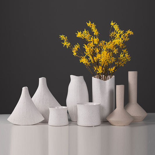 Handcrafted Ceramic Vase - Modern Minimalist White Vase for Home Decor