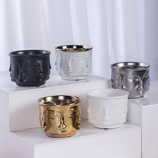 Luxury Ceramic Face Candle Holder - Modern Minimalist Design for Home & Office Decor