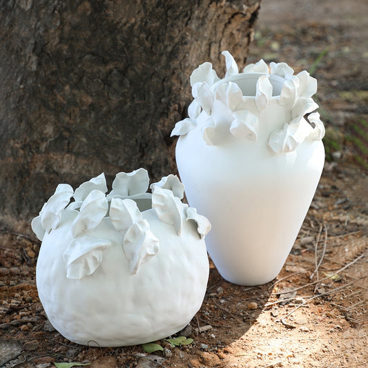 Handcrafted Ceramic Vase - Elegant White Decorative Piece with Unique Design