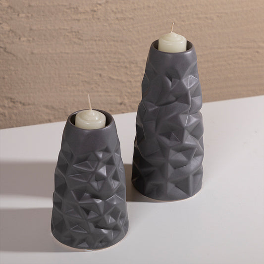 Geometric Ceramic Candle Holder - Unique Home Decor & Aromatherapy Centerpiece