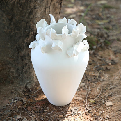 Handcrafted Ceramic Vase - Elegant White Decorative Piece with Unique Design