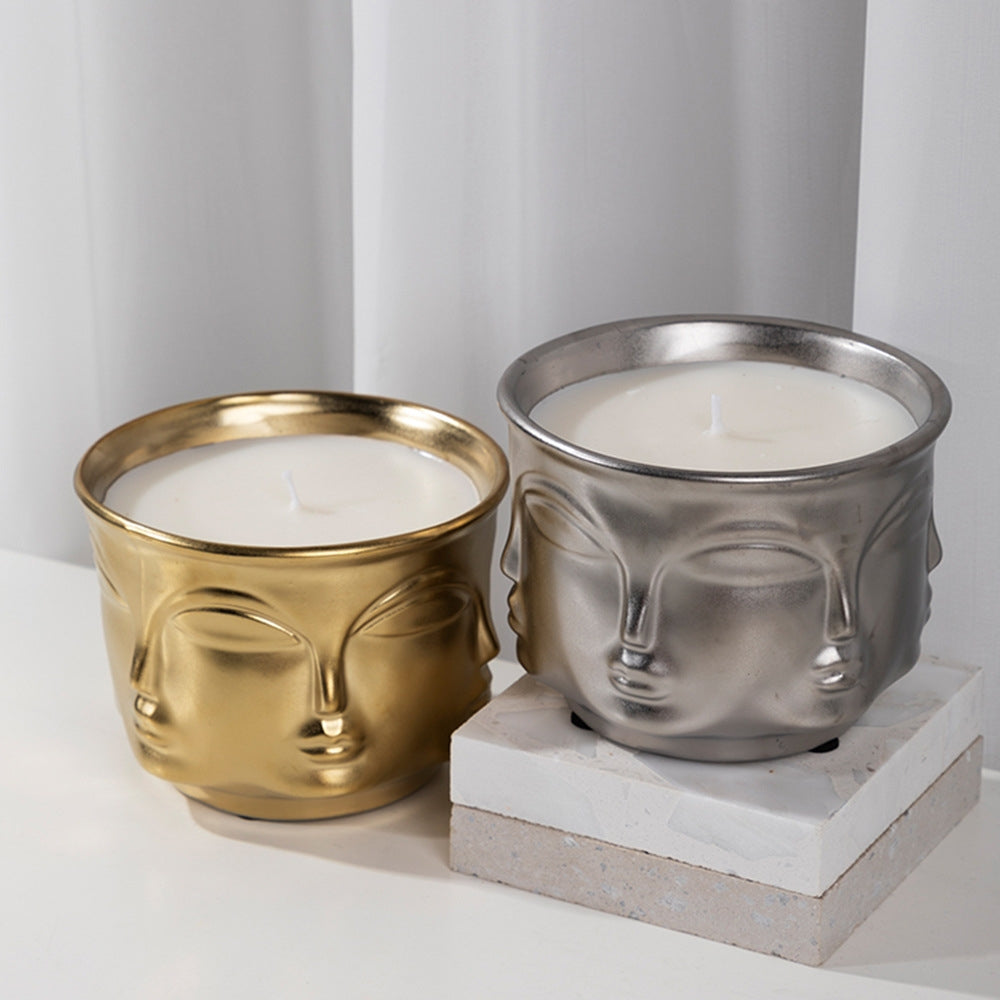 Luxury Ceramic Face Candle Holder - Modern Minimalist Design for Home & Office Decor