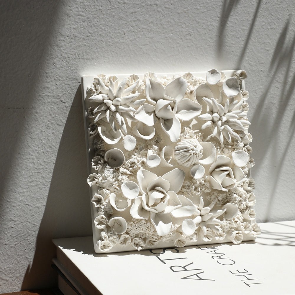 Handcrafted Ceramic Wall Art - Unique Office Décor, Ceramic Flower Ornament, Artistic Handmade Home Accent