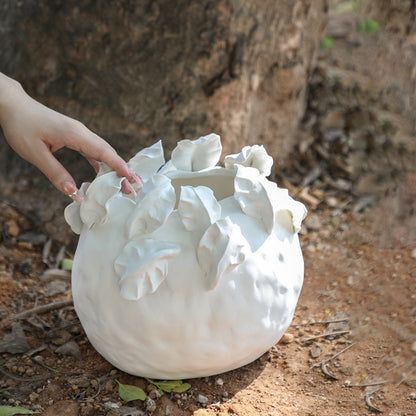 Handcrafted Ceramic Vase - Elegant White Decorative Piece with Unique Design