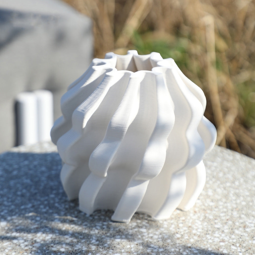 Unique 3D Printed Ceramic Vase - Original Design for Home and Office Decor