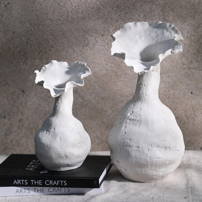 Handcrafted Ceramic Vase | Retro Travertine Decorative Vase for Living Room Floral Arrangements