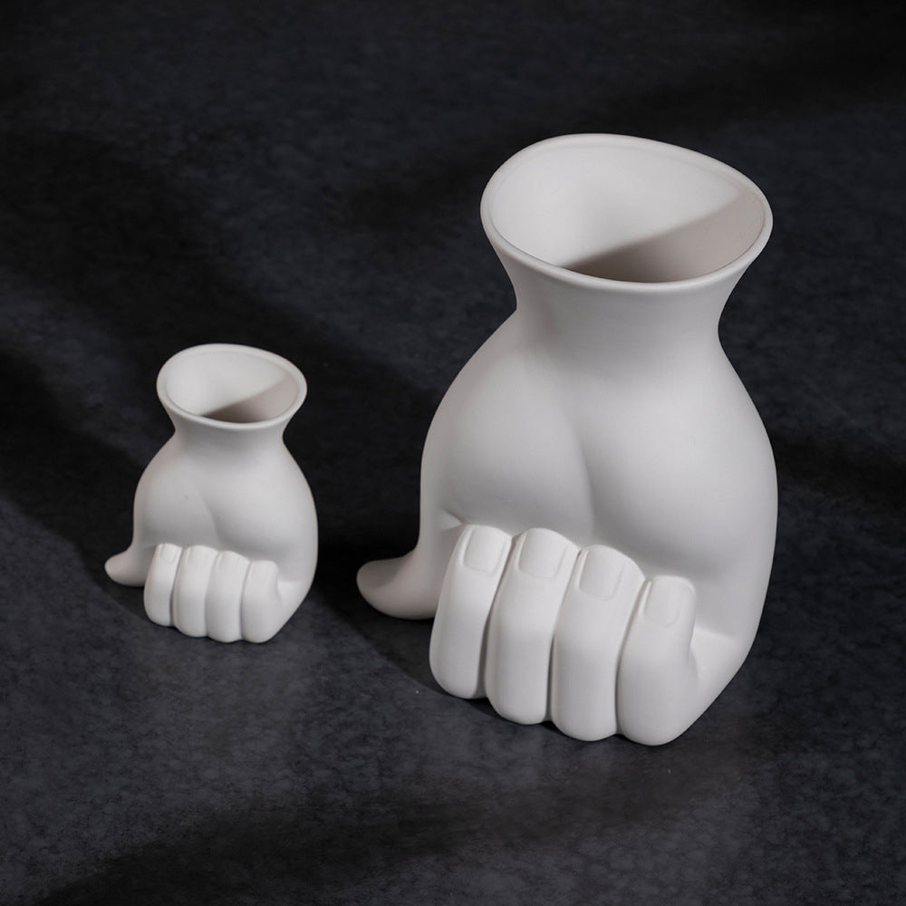 Handcrafted Ceramic Finger-Shaped Vase - Creative Home Decor Art Piece