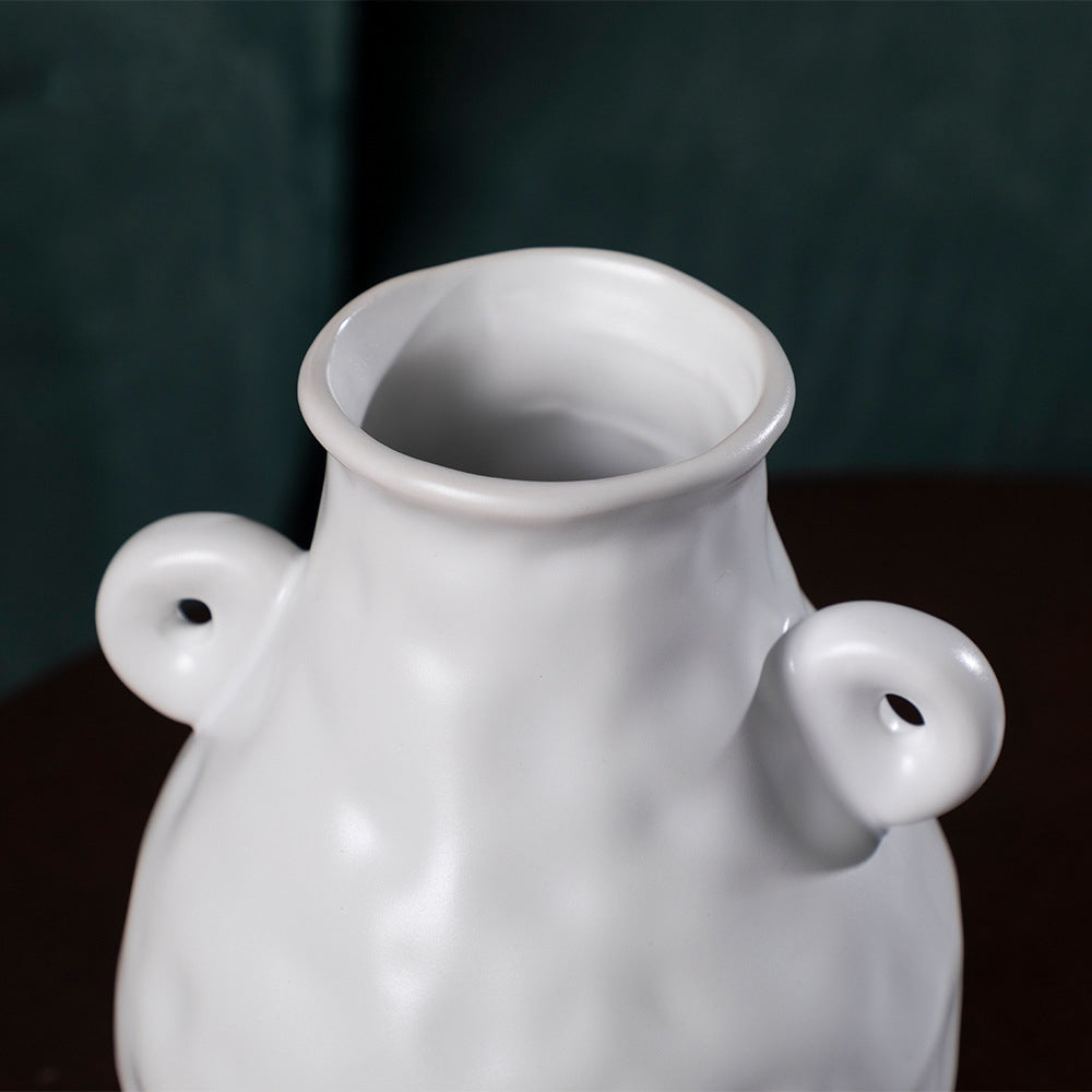 Unique Dual-Handle Ceramic Vase - Modern Home Decor Accent