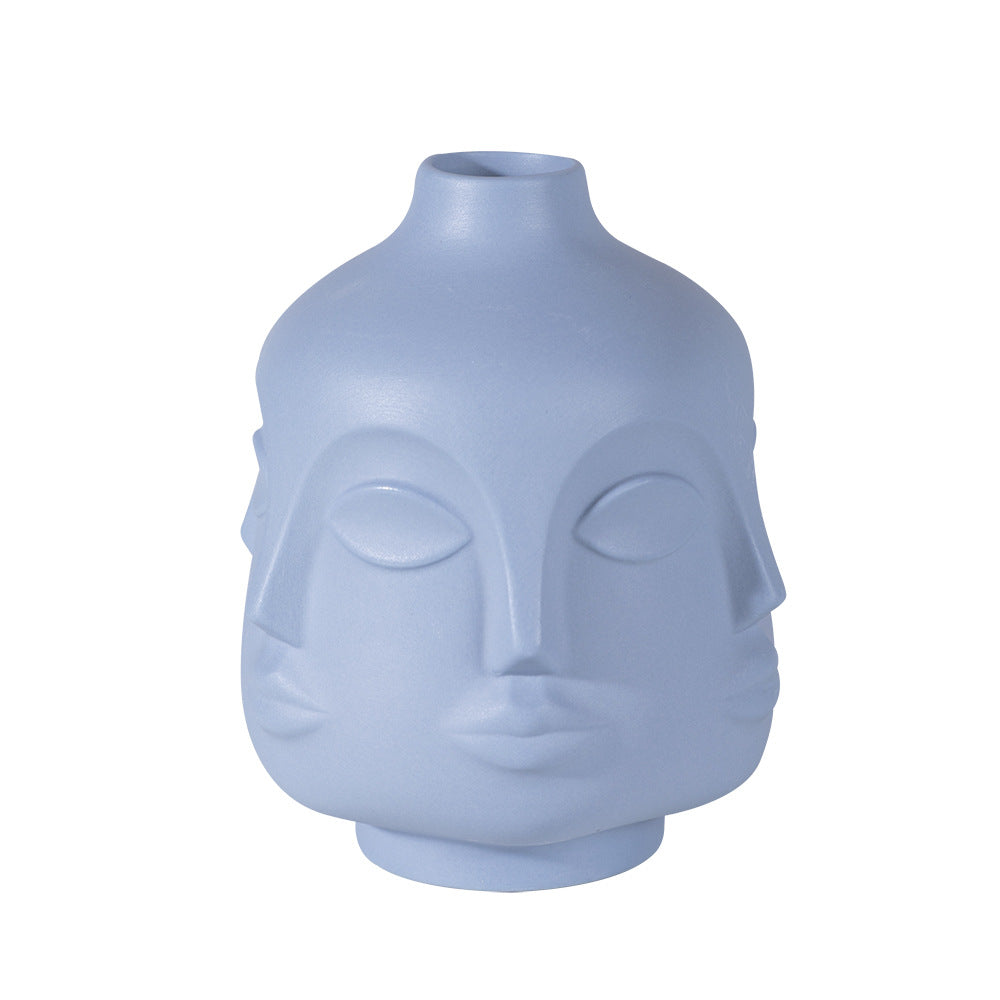 Handcrafted Face-Shaped Aromatherapy Vase - Unique Ceramic Art Piece for Home & Office Decor