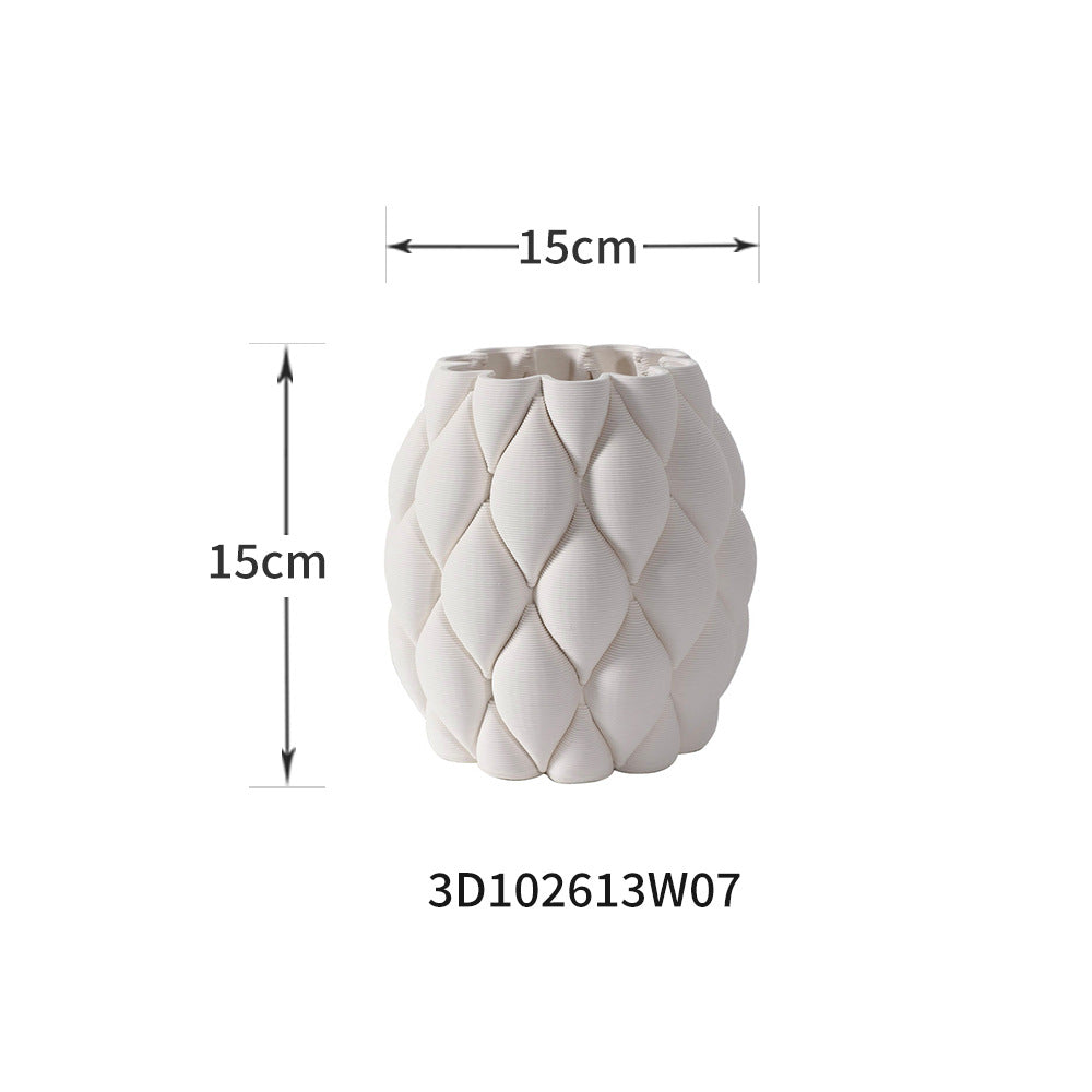 3D Printed Ceramic Vase - Unique Design, Artistic Home Decor