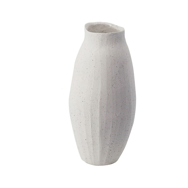 Handcrafted Ceramic Vase - Modern Minimalist White Vase for Home Decor