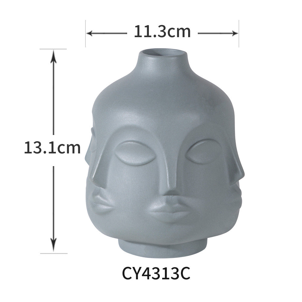 Handcrafted Face-Shaped Aromatherapy Vase - Unique Ceramic Art Piece for Home & Office Decor