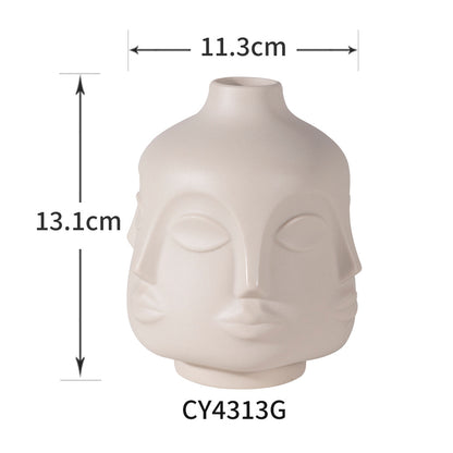 Handcrafted Face-Shaped Aromatherapy Vase - Unique Ceramic Art Piece for Home & Office Decor