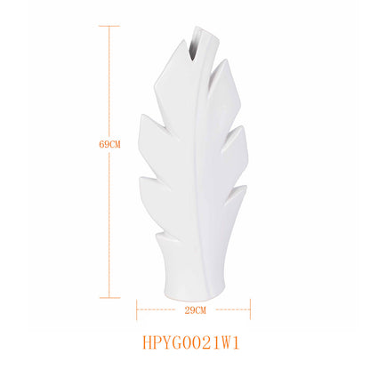 Handcrafted Nordic Style Ceramic Leaf Vase - Unique Artistic Decor for Living Room & Bedroom