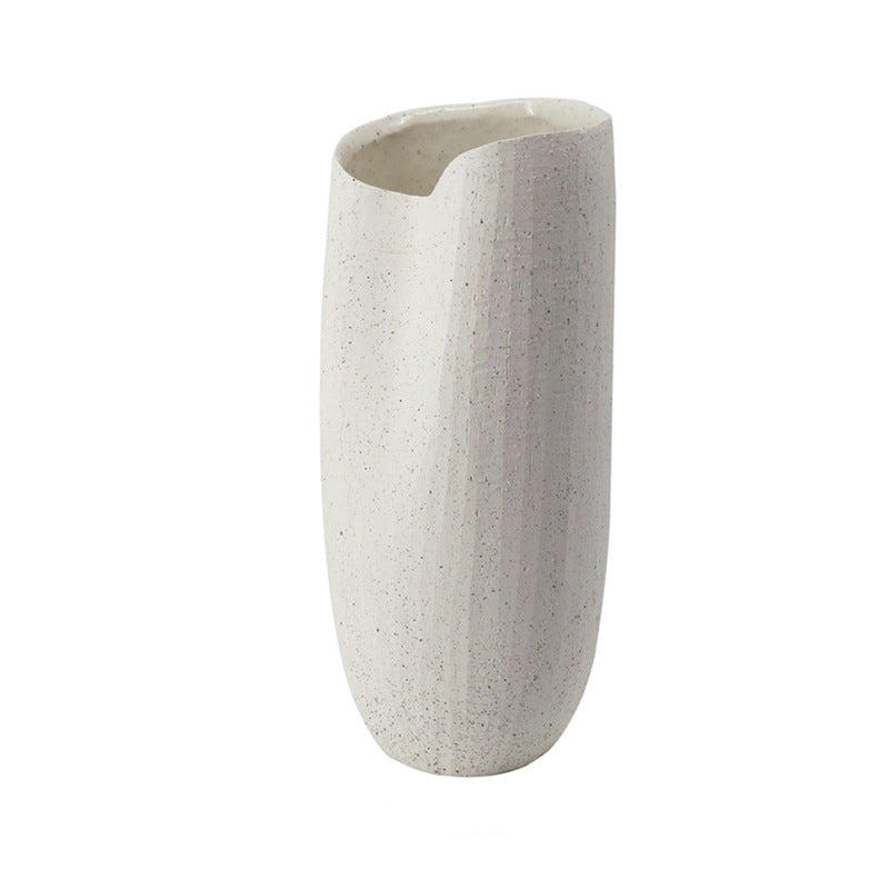 Handcrafted Ceramic Vase - Modern Minimalist White Vase for Home Decor