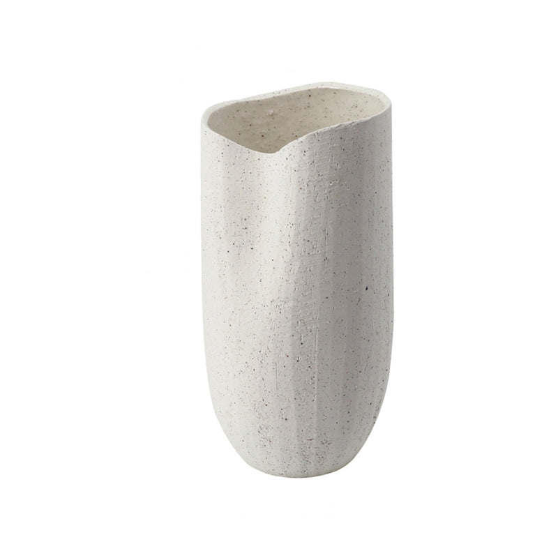 Handcrafted Ceramic Vase - Modern Minimalist White Vase for Home Decor