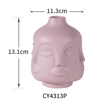 Handcrafted Face-Shaped Aromatherapy Vase - Unique Ceramic Art Piece for Home & Office Decor