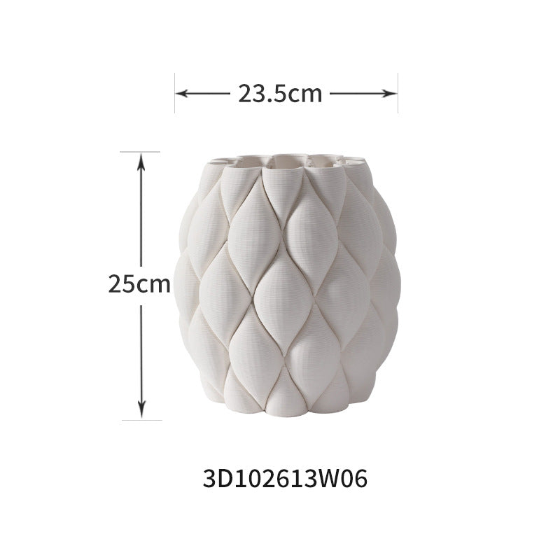 3D Printed Ceramic Vase - Unique Design, Artistic Home Decor