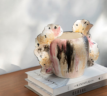 Handcrafted Ceramic Butterfly Wing Vase - Artistic Home Decor for Living Room and Office